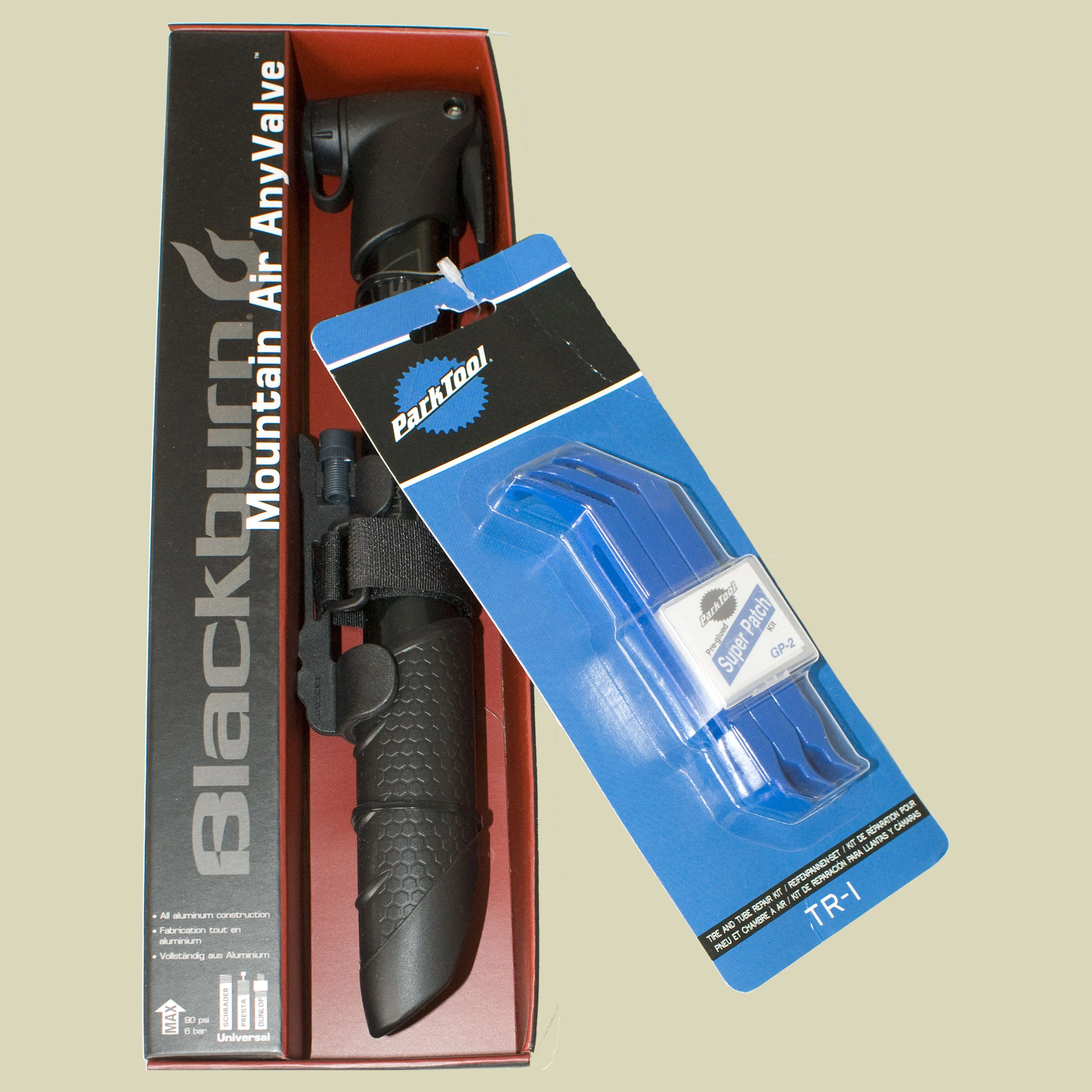 BlackburnPannenset Minipumpe Air AnyValve & Parktool Reifenheber mit Flicken