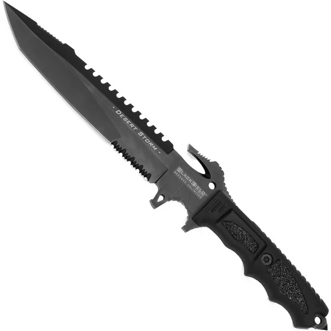 BlackField Desert Storm, Messer mit Wellenschliff, schwarz
