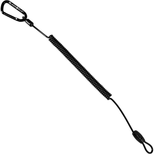 BlackField Sicherheitsspule mit Karabiner und Klemme (40-150 cm)