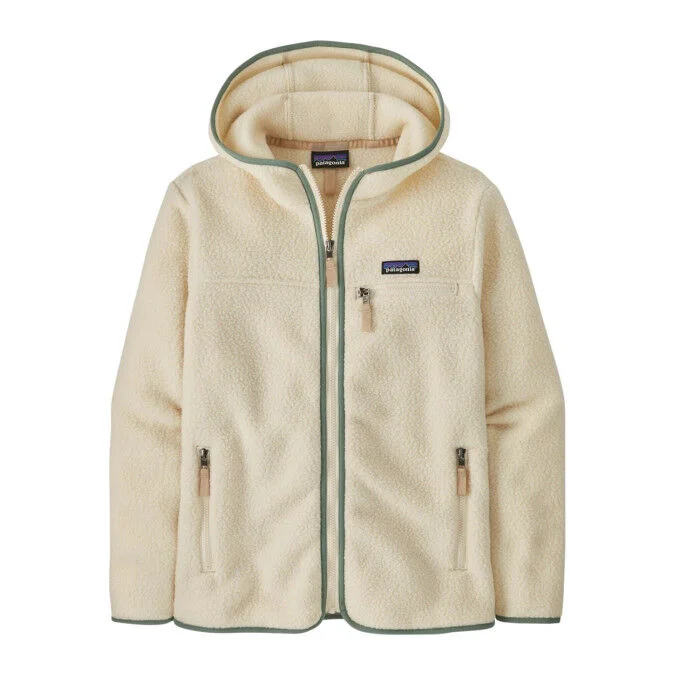 Giacca in pile con cappuccio da donna Patagonia Retro Pile - Natural w/Ellwood Green
