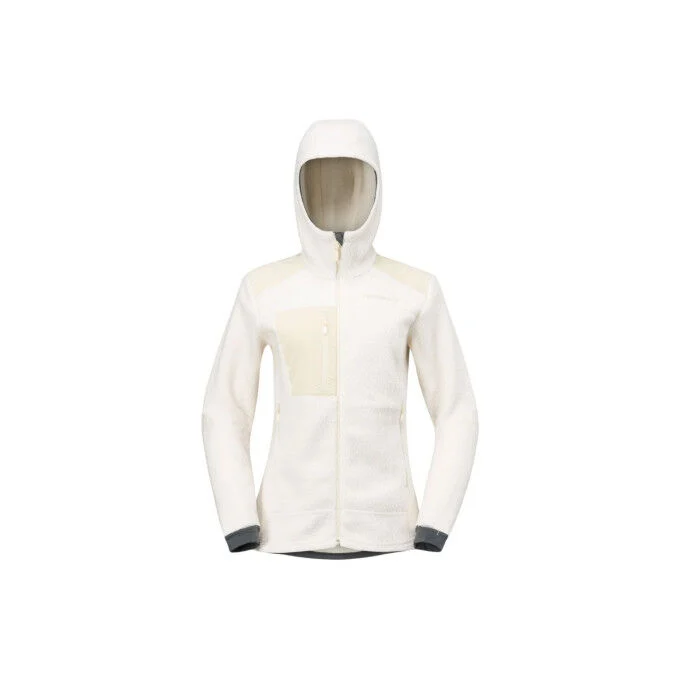 giacca in pile con cappuccio da donna Trollveggen warm3 - Whisper White