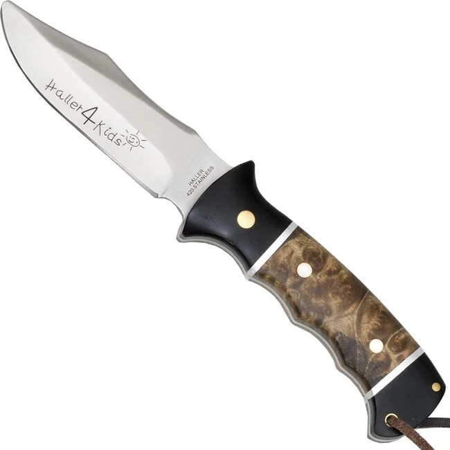 Haller Messer mit feststehender Klinge Jugend Griff Ebenhholz/Wurzelholz