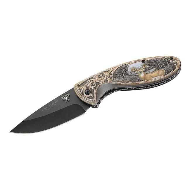 Herbertz Einhandtaschenmesser 8,3cm, Aluminium, Hirschhorn