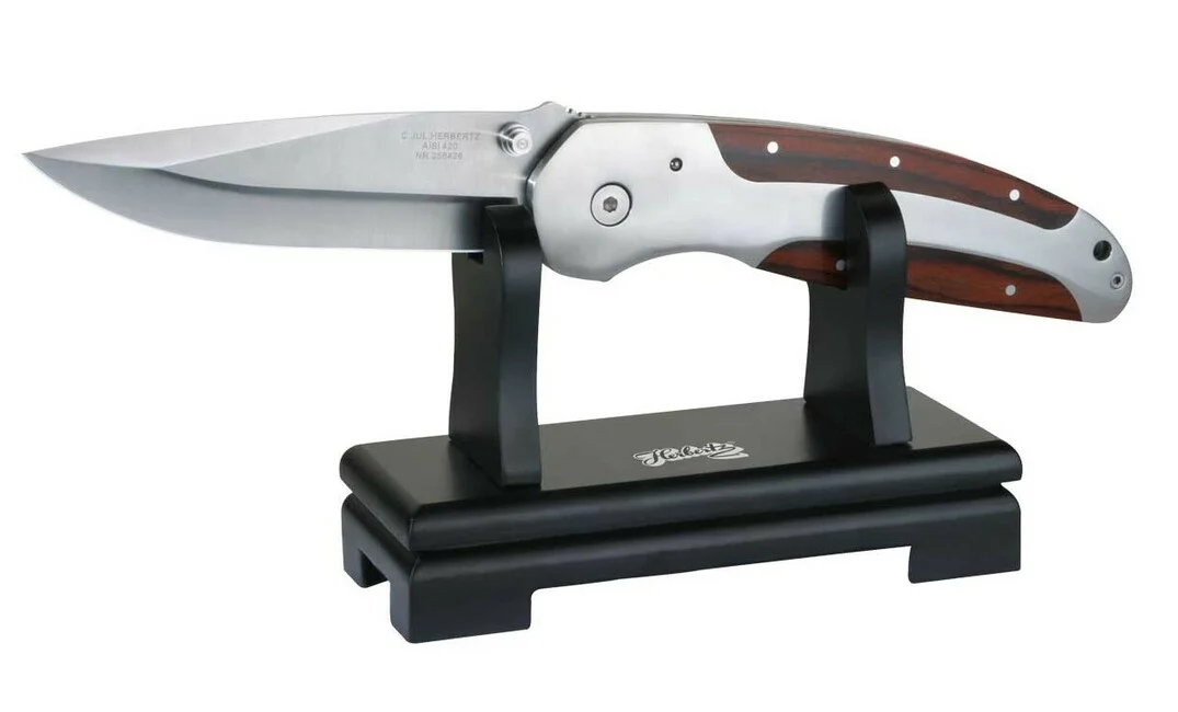 Herbertz Sammlertaschenmesser 18,5 cm, Pakkaholz, Edelstahl, Holzständer