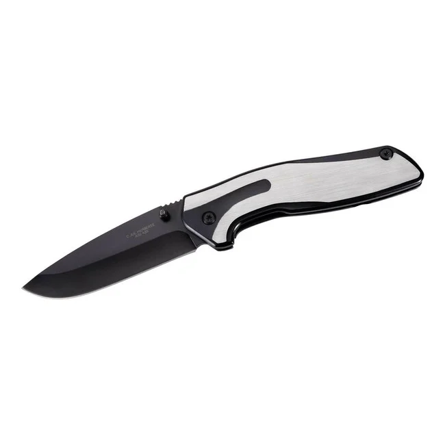 Herbertz Taschenmesser 9,3 cm, Vollstahl, schwarz-silber