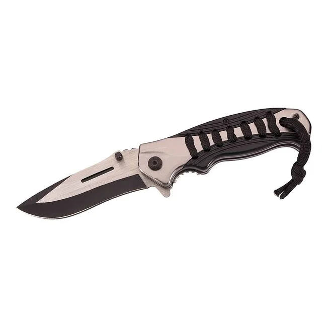 Herbertz Taschenmesser 9 cm, schwarz-grau, Aluminium, Kunststoff, Paracord