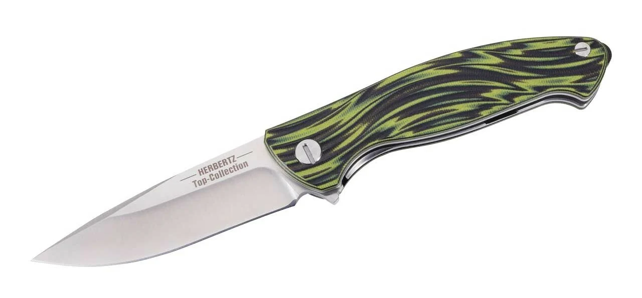 Herbertz TOP-Collection Taschenmesser 10 cm, schwarz-grün, G10, Nylonscheide