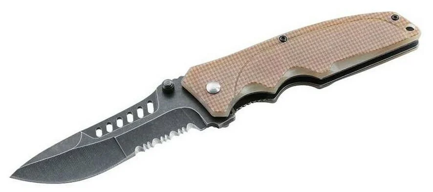 Herbertz TOP-Collection Taschenmesser 9,5 cm, sandbraun, G10, Nylonscheide