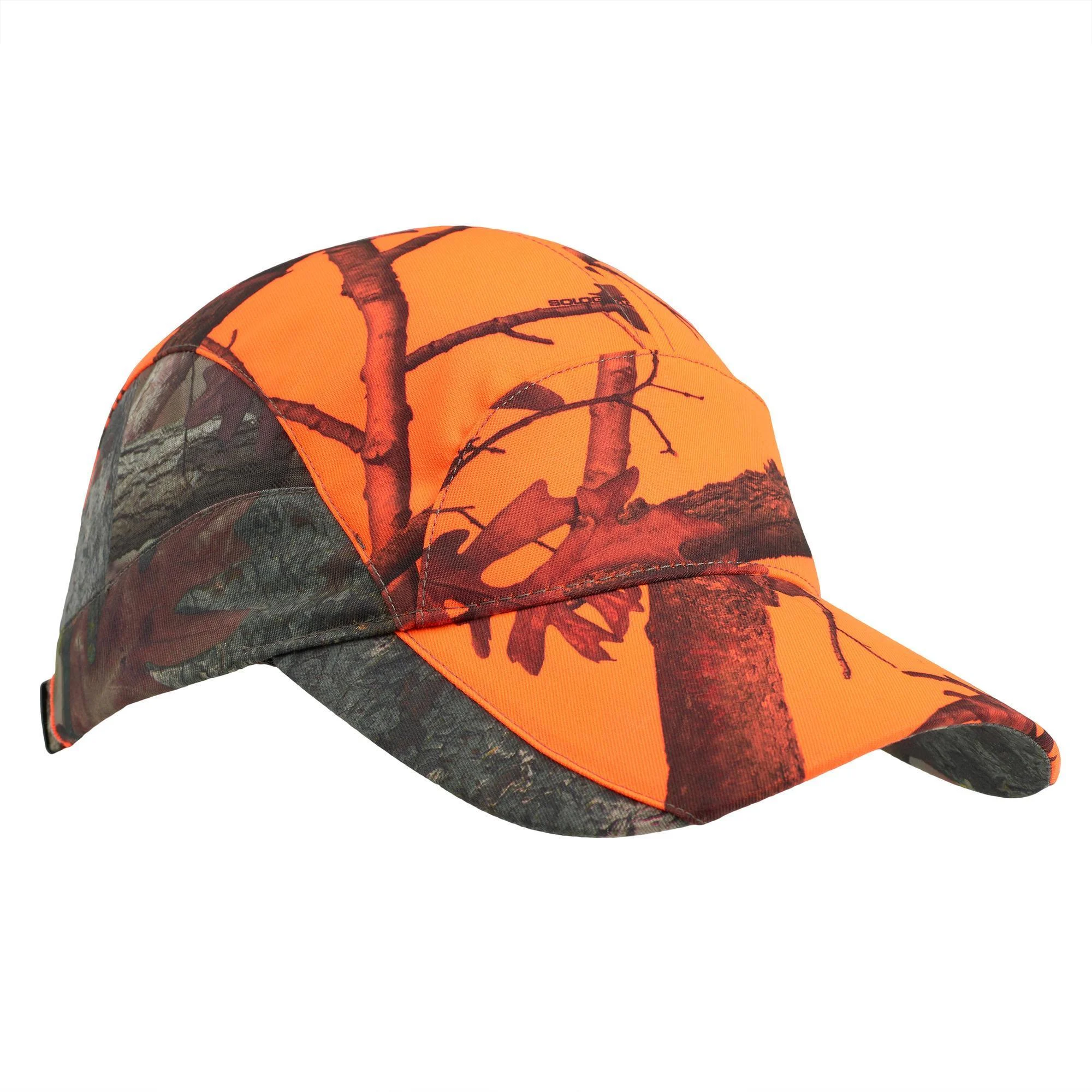 Jagdmütze/ Schirmmütze Damen 500 leicht, atmungsaktiv, camouflage/ orange