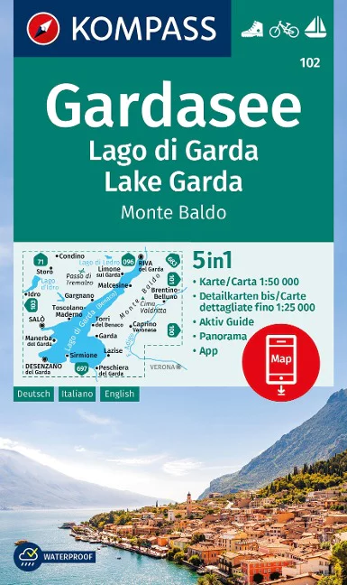 Kompass-Verlag Wanderkarte 102 - Gardasee, Lago di Garda, Lake Garda, Monte Baldo