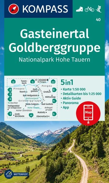 Kompass-Verlag Wanderkarte 40 - Gasteinertal, Goldberggruppe, NP Hohe Tauern