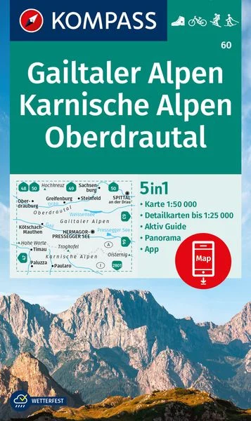 Kompass-Verlag Wanderkarte Gailtaler Alpen, Karnische Alpen, Oberdrautal