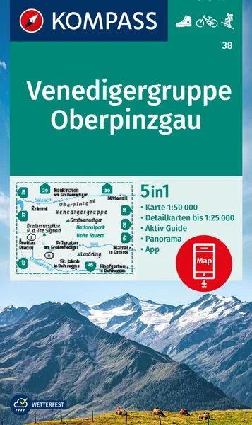 Kompass-Verlag Wanderkarte Venedigergruppe, Oberpinzgau