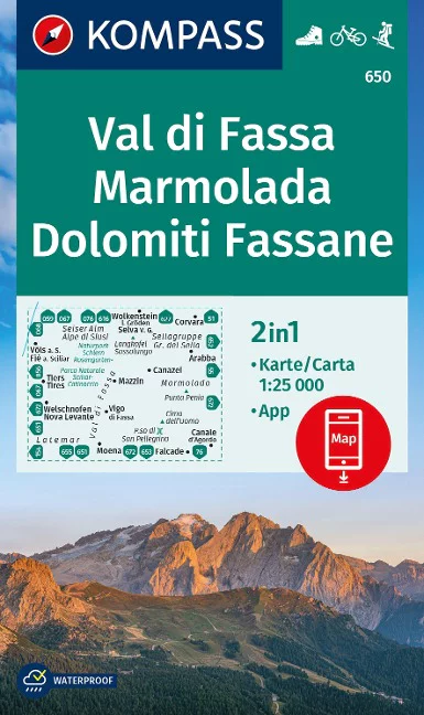 Kompass-Verlag WK 650 Val di Fassa, Marmolada, Dolomiti Fassane 1:25.000