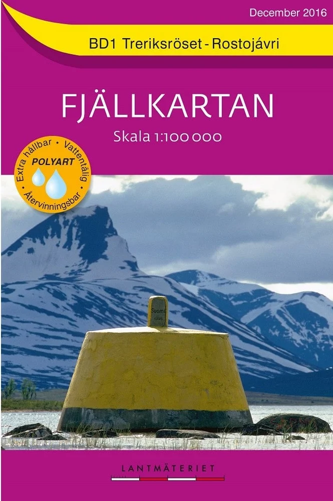 Lantmateriet Fjällkartan BD1 Treriksröset - Rostojavri Bergwanderkarte