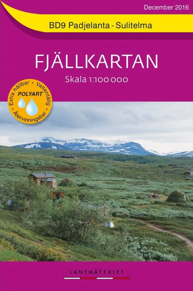 Lantmateriet Fjällkartan BD9 Schweden - Padjelanta, Sulitelma 1:100.000