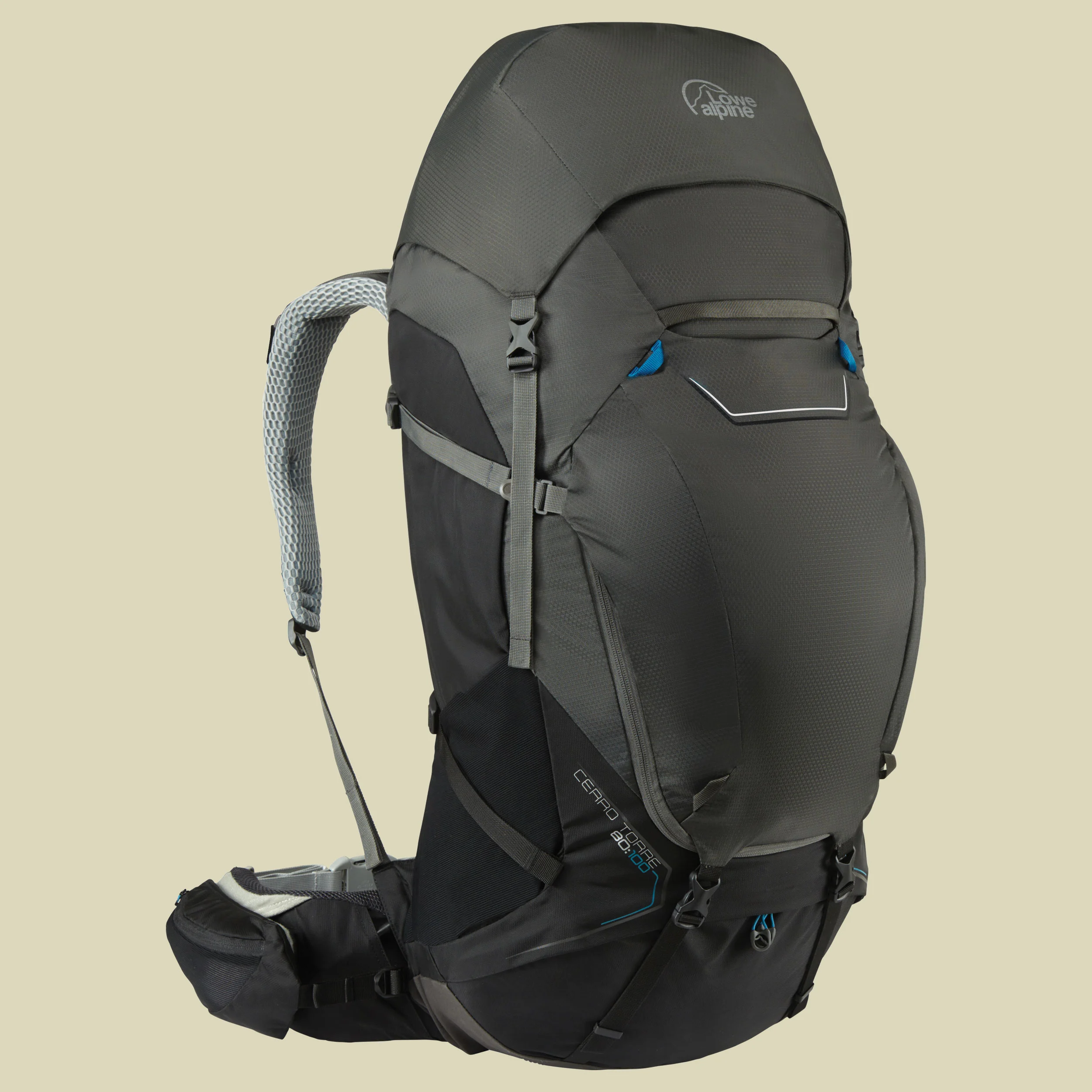 Lowe AlpineCerro Torre 80:100 Volumen:80+20L/ Rückenlänge:48-58cm Farbe:black/greyhound