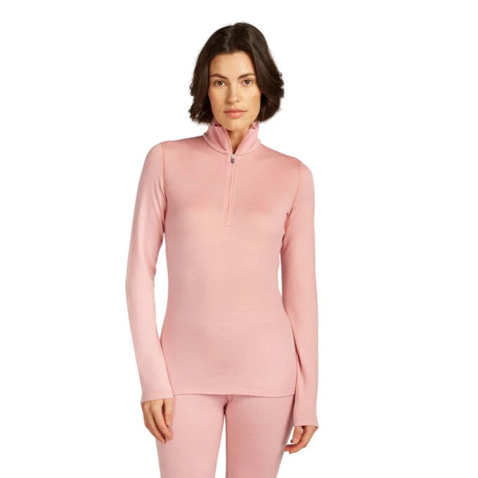 Maglia termica da donna in lana merino ICEBREAKER 260 Tech Half Zip - Blush