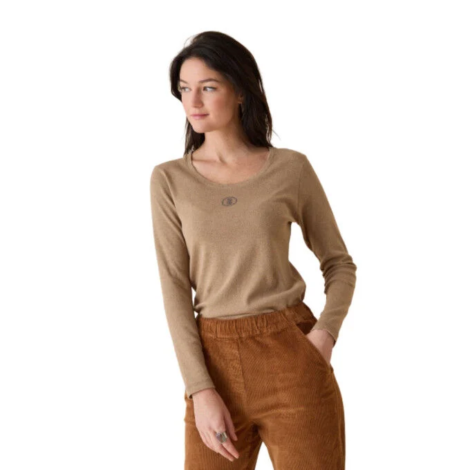 Maglietta a maniche lunghe con collo rotondo da donna Diplodocus Strass - Beige Cina