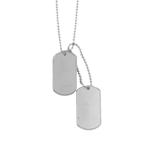 Mil-Tec Dog-Tags Hundemarken aus mattem Edelstahl mit vernickelter Kette