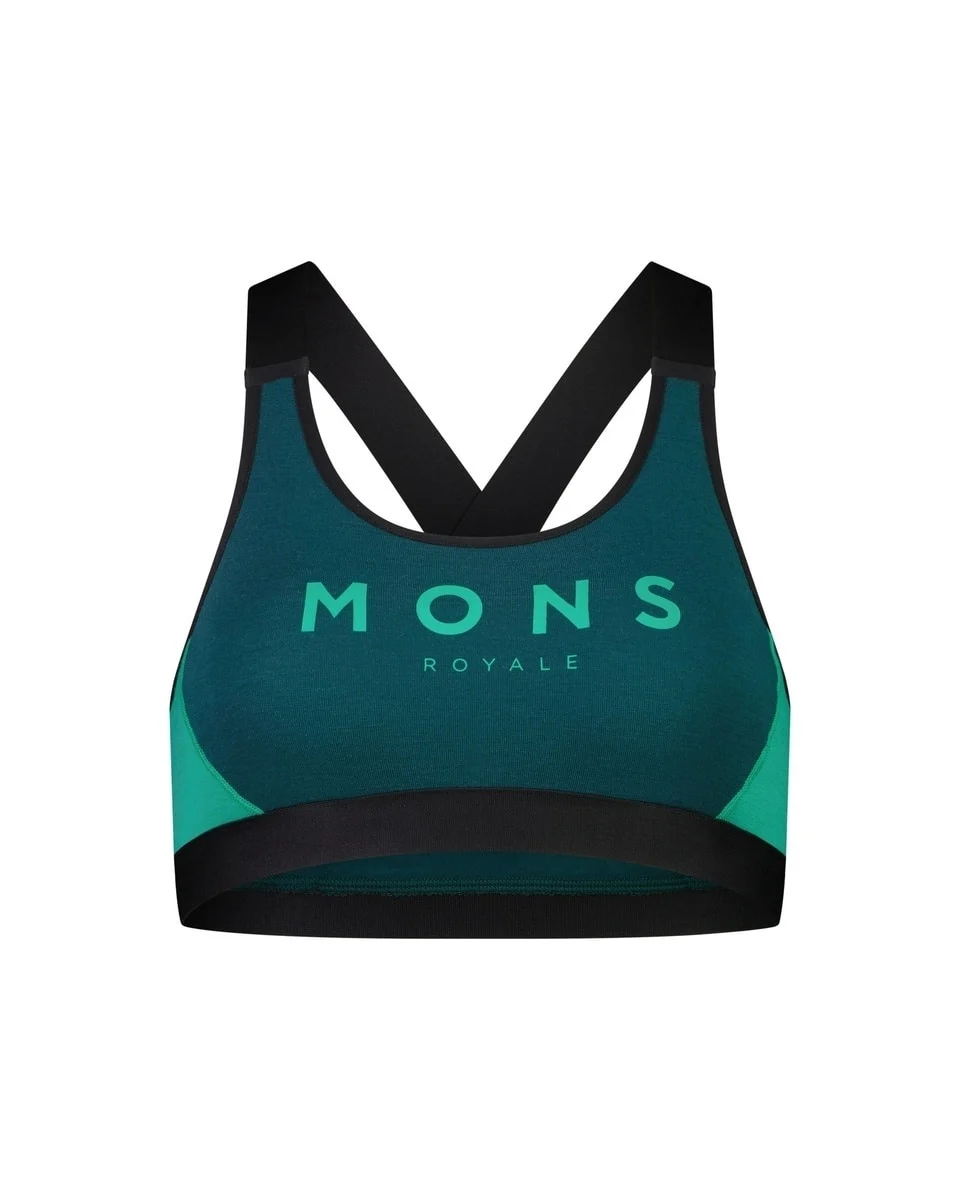 Mons Royale Stella X Back Bra W Evergreen/Popgreen