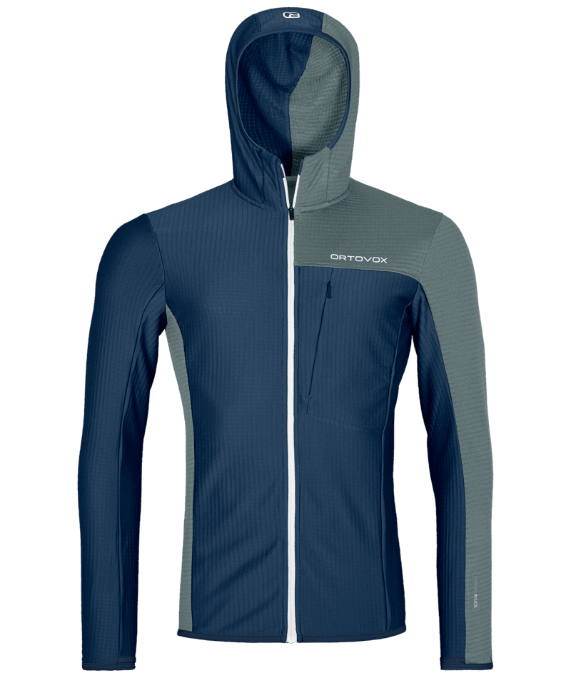 Ortovox Fleece Light Grid Hooded Jacket Deep Ocean