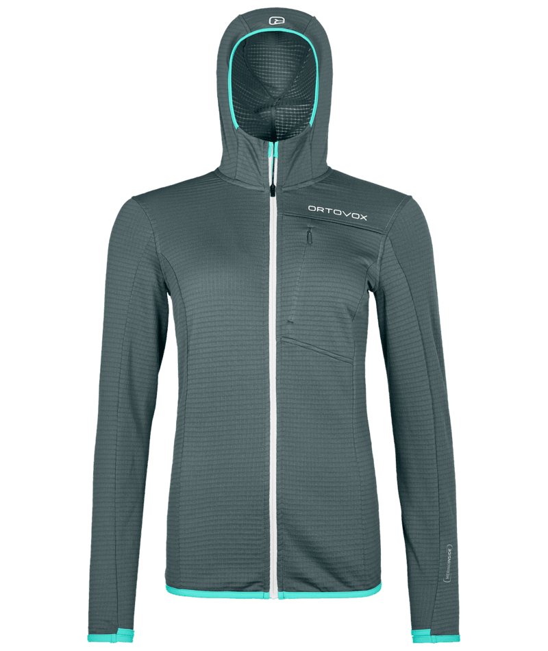 Ortovox Fleece Light Grid Hooded Jacket W Dark Grey