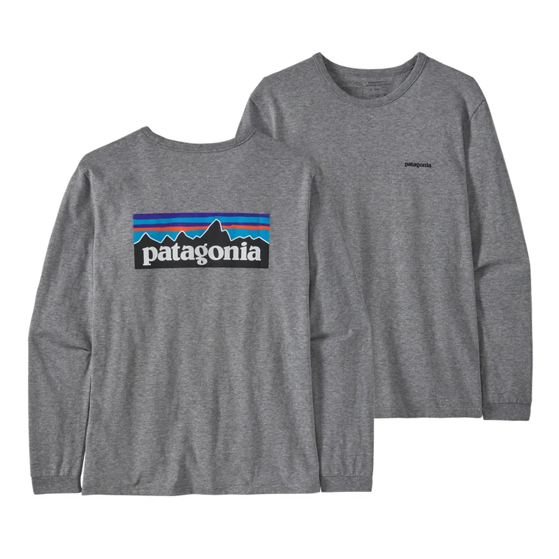 Patagonia Womens L/S P-6 Logo Responsibili-Tee Gravel Heather
