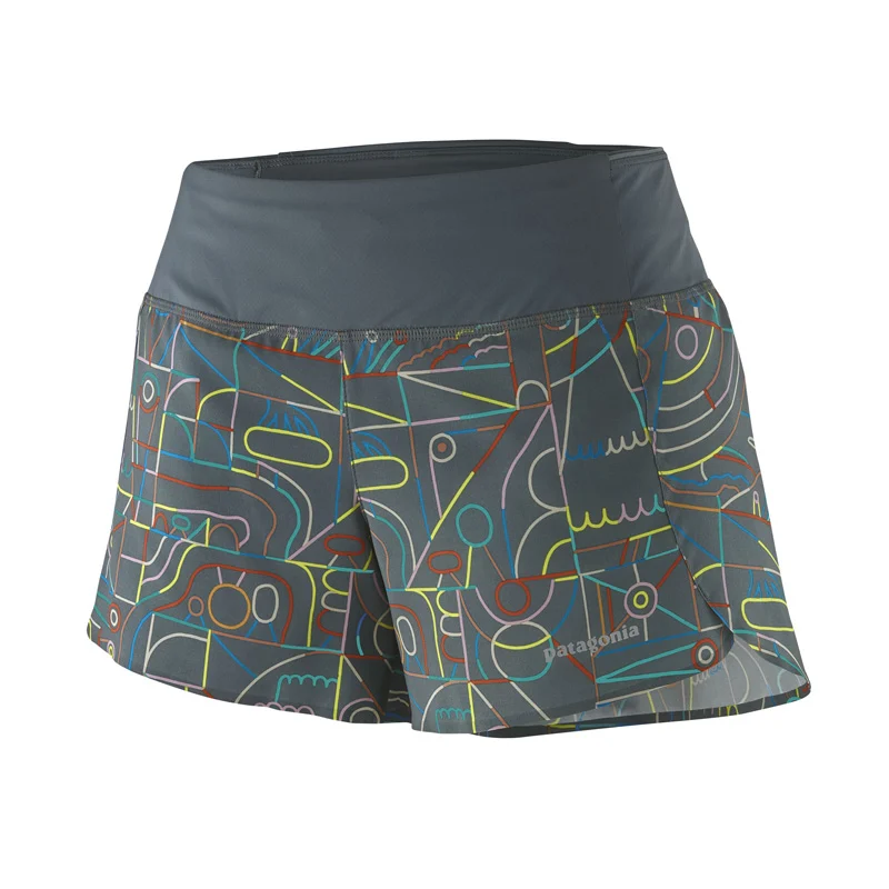 Patagonia Womens Strider Pro Shorts - 3,5 in. Lose Yourself Outline: Nouveau Gre (Auslaufware)