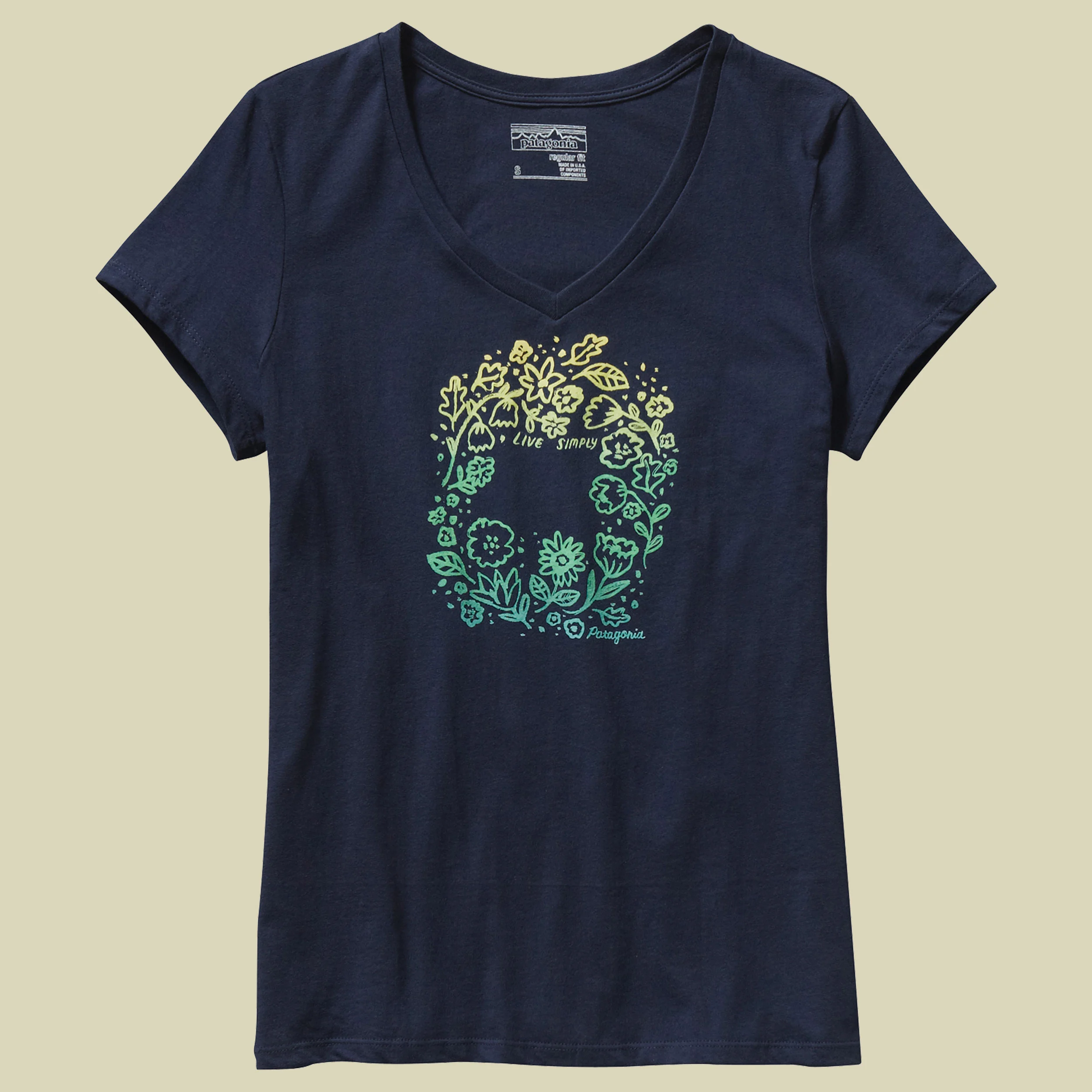 PatagoniaLive Simply Homegrown V-Neck T-Shirt Women Größe S Farbe navy blue