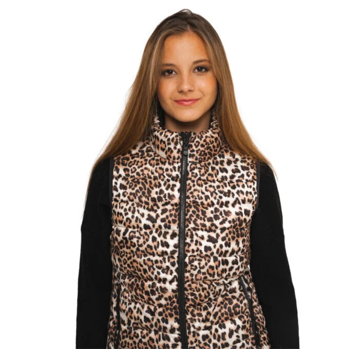 Piumino senza maniche reversibile da donna Waxx Bloom - Nero opaco/Leopardo