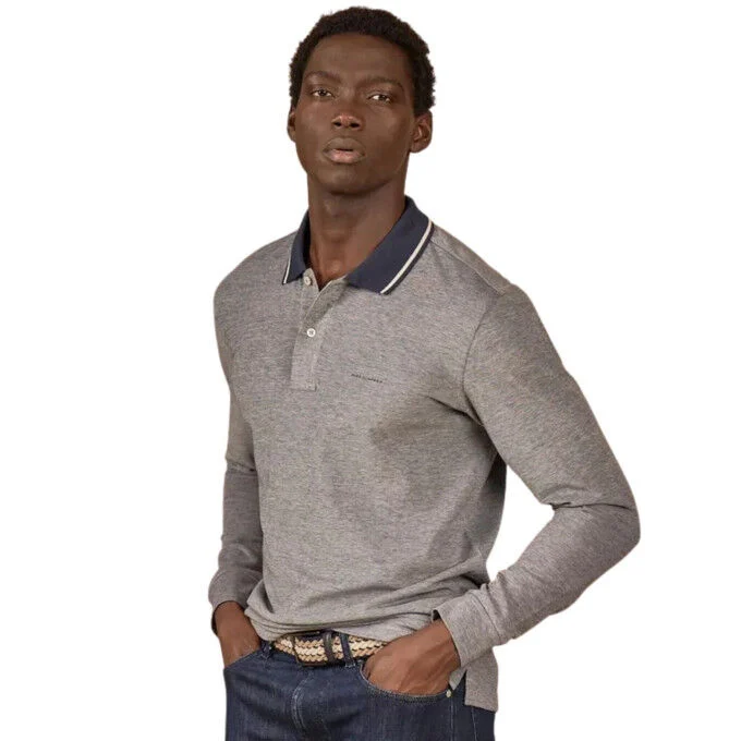 Polo da uomo a maniche lunghe Mise Au Green Edward - Blu navy