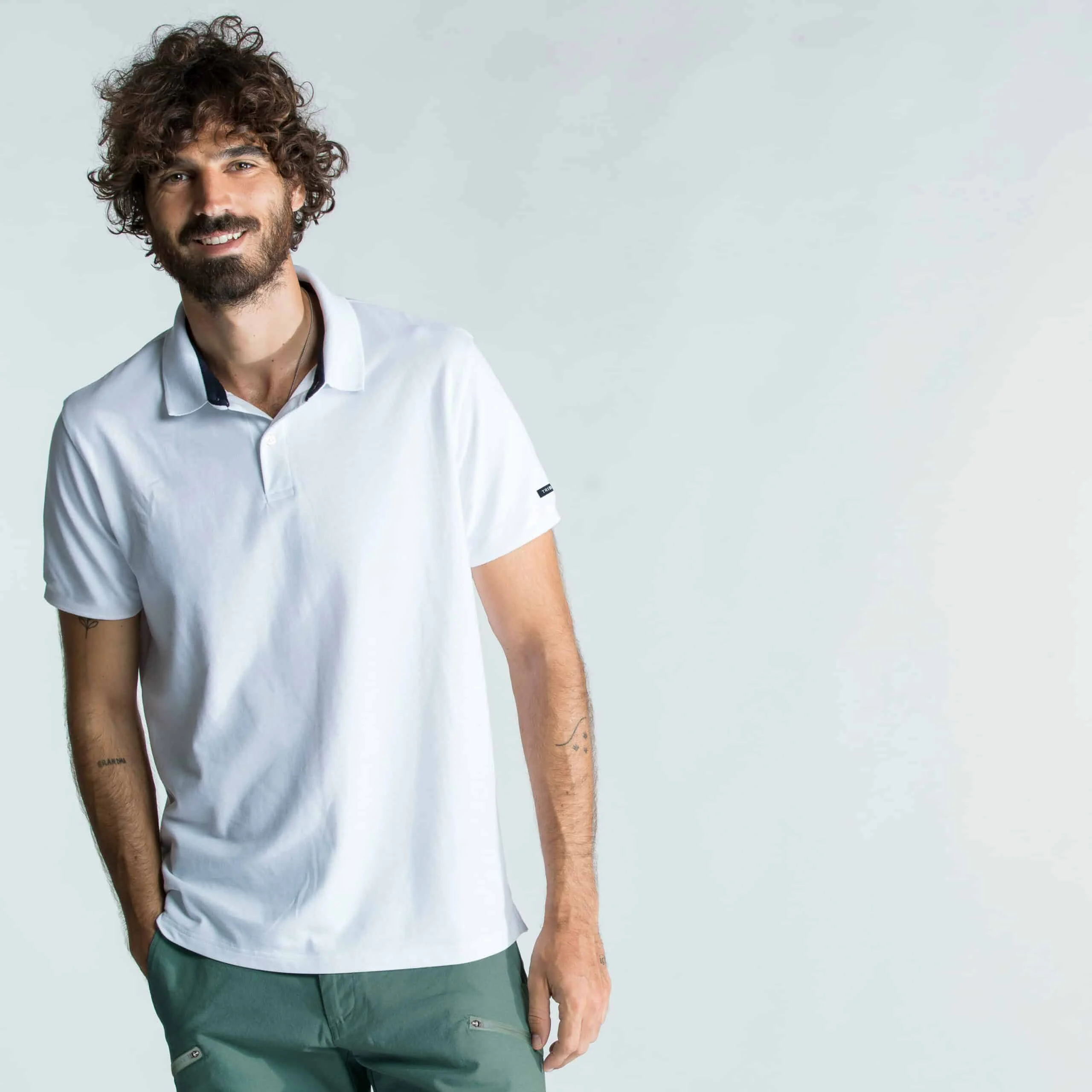 Poloshirt kurzarm Segeln Sailing 100 Herren weiss