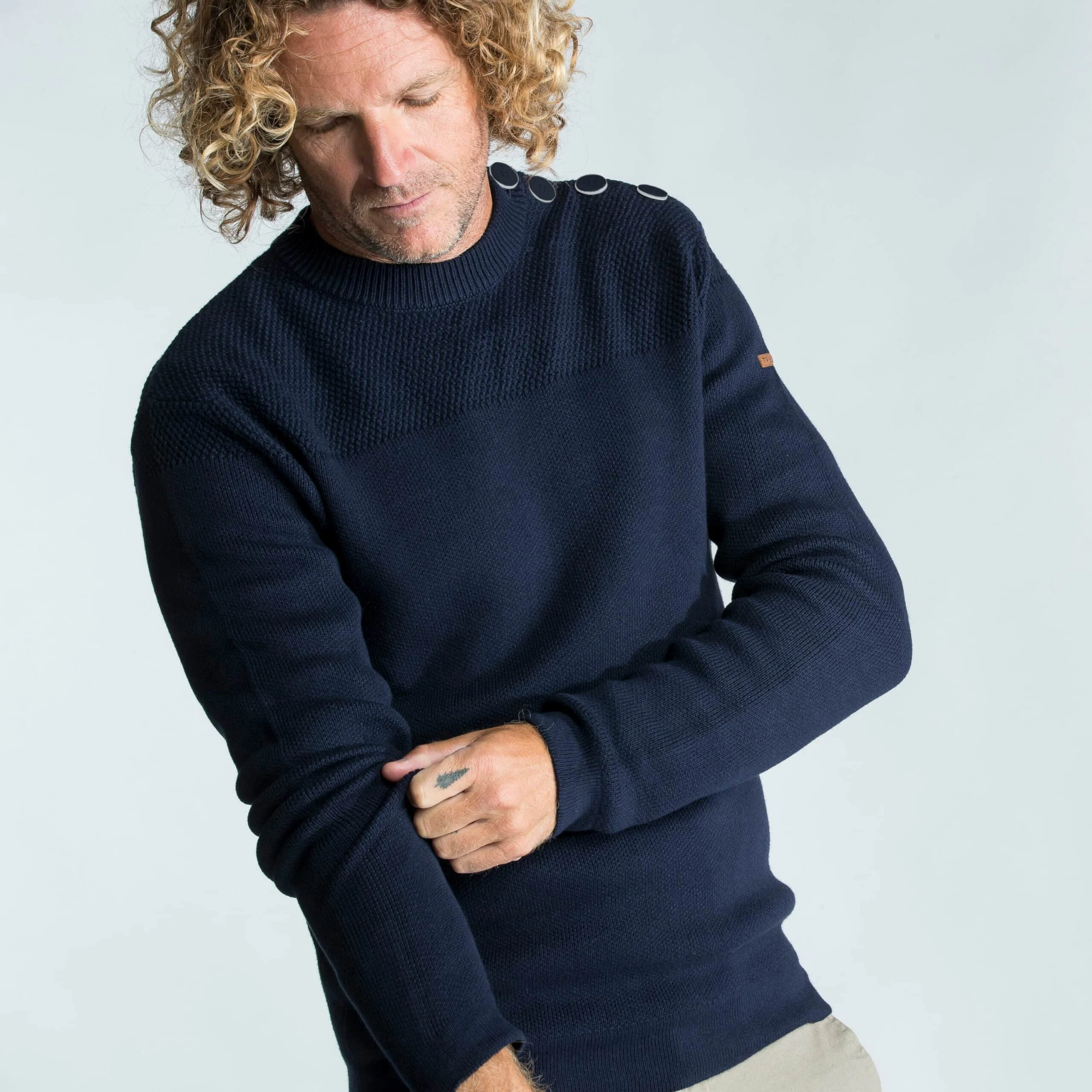 Segelpullover Seemannsstil Herren marineblau