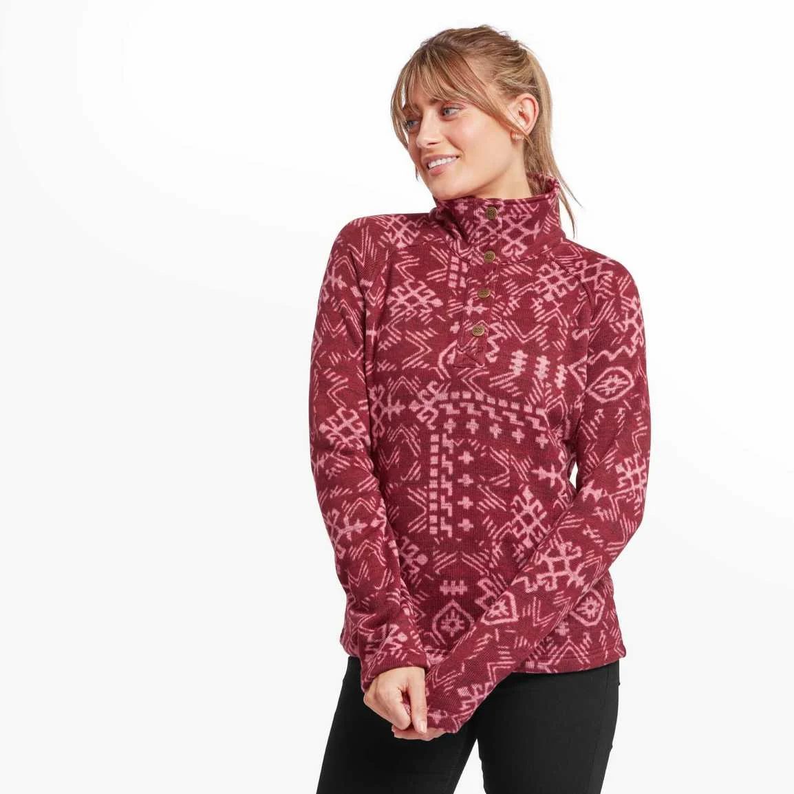Sherpa Adventure Gear Bhutan Pullover W Beet Red Abstract