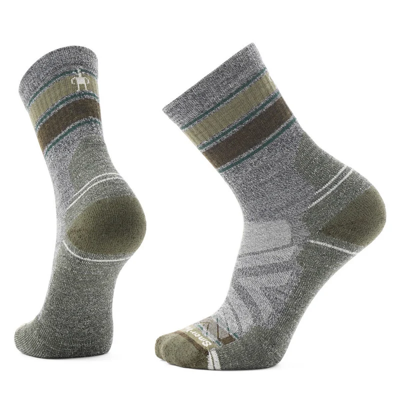 Smartwool Hike Light Cushion Striped Mid Crew Sock Ash/Charcoal