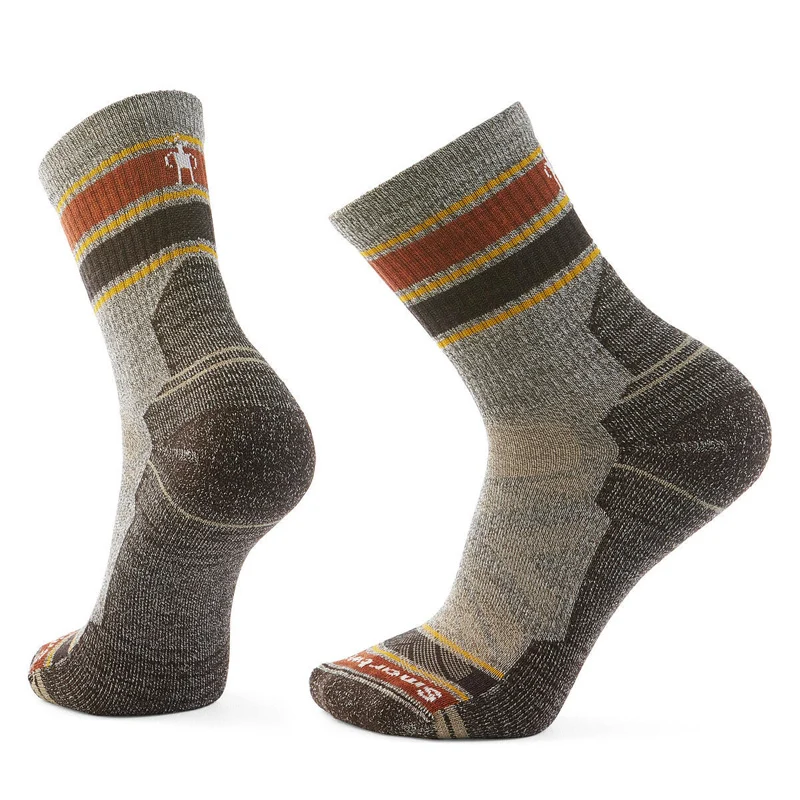 Smartwool Hike Light Cushion Striped Mid Crew Sock Taupe/Natural Marl