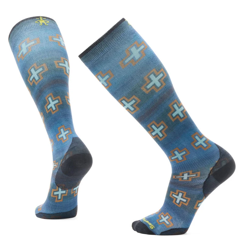 Smartwool Ski Zero Cushion Paths Crossed Print OTC Socks Deep Navy (Auslaufware)supersale