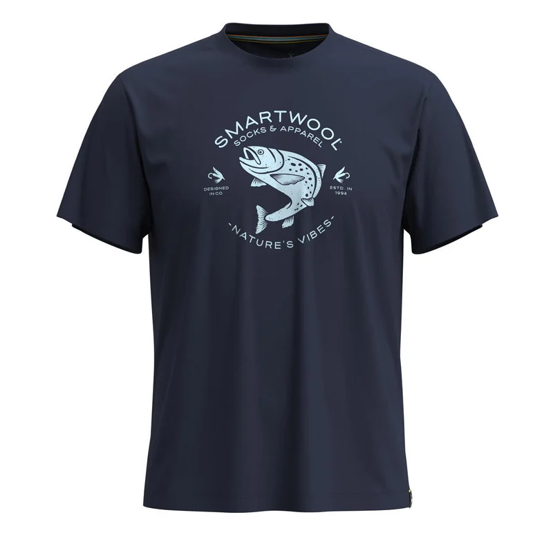 Smartwool Trout Fishing Short Sleeve Graphic Tee Deep Navy (Auslaufware)