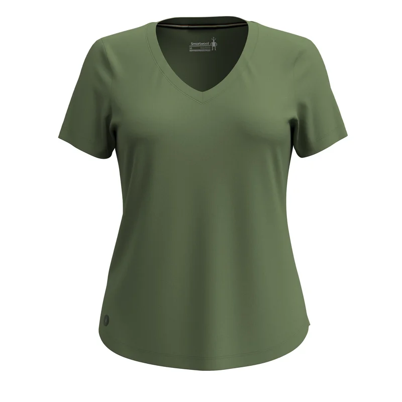Smartwool Women Active Ultralite V-Neck Short Sl Fern Green (Auslaufware)