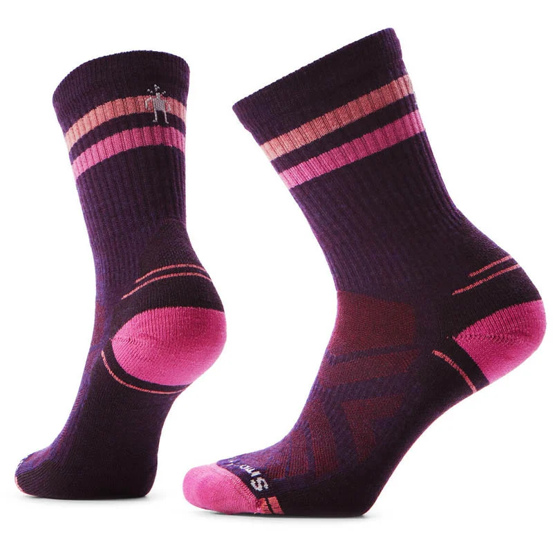 Smartwool Women Hike Light Cushion Tube Stripe Crew Socks Purple Iris