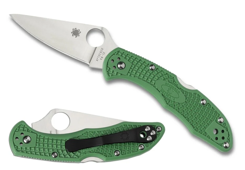 Spyderco Delica 4 Lightweight Flat Ground Taschenmesser 7,5 cm, grün, FRN