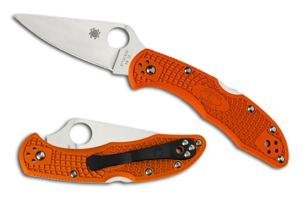 Spyderco Delica 4 Lightweight Flat Ground Taschenmesser 7,5 cm, orange, FRN