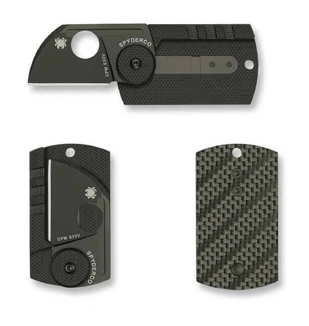 Spyderco Dog Tag Folder Taschenmesser 3,1 cm, schwarz, Kohlefaser, G10