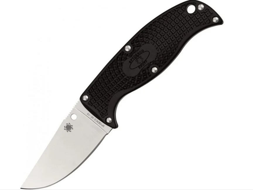 Spyderco Enuff Lightweight Messer mit feststehender Klinge 7cm, schwarz, FRN, Scheide
