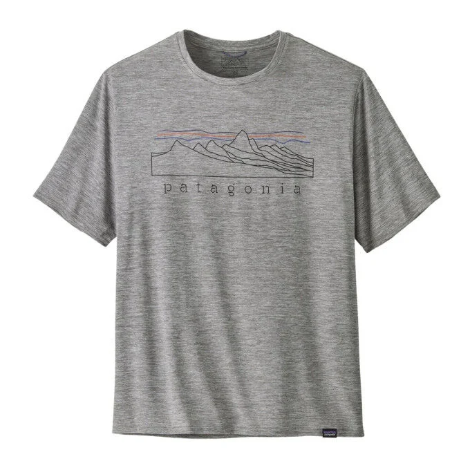 T-shirt grafica da uomo Patagonia Capilene Cool Daily - Stratapeaks: Feather Grey