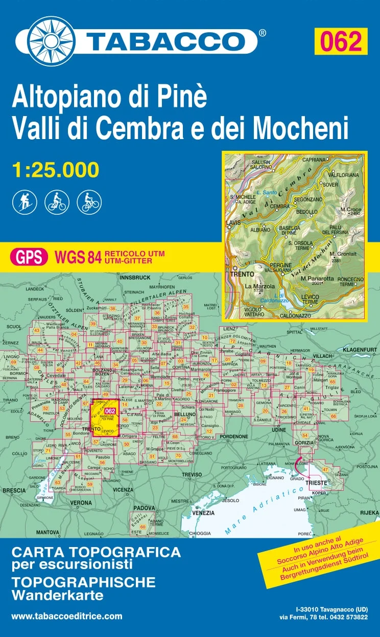 Tabacco Altopiano di Pinè, Valli de Cembra e dei Mocheni