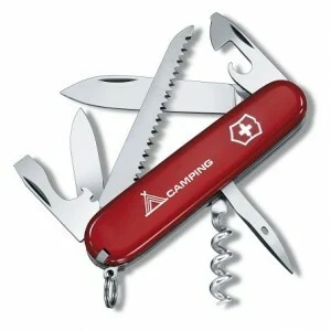 Victorinox Camper Multifunktionsmesser 91 mm, rot, Camping-Motiv, 13 Funktionen