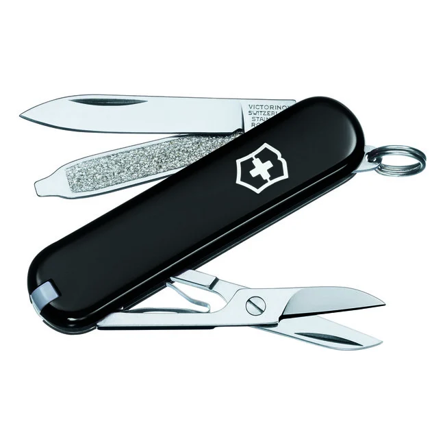 Victorinox Classic Black Multifunktionsmesser 58 mm, schwarz, 7 Funktionen, Blister