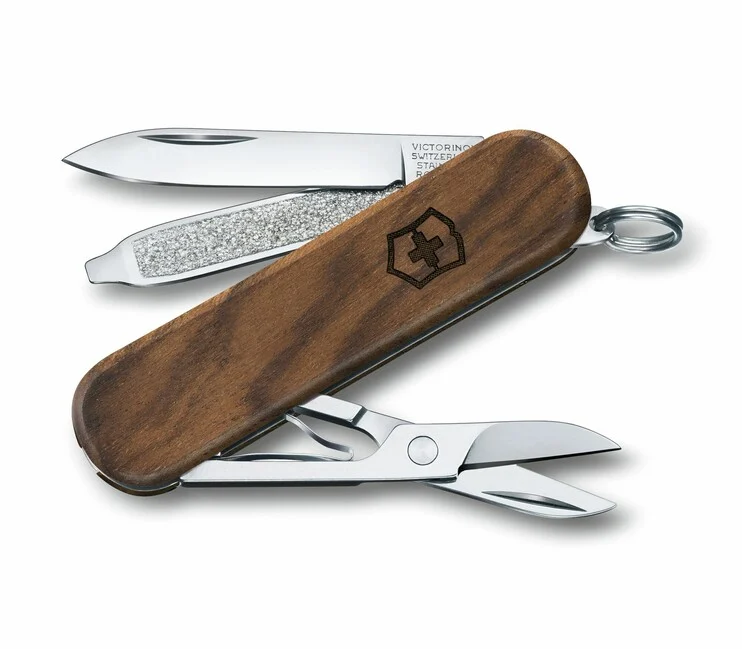 Victorinox Classic SD Wood Multifunktionsmesser 58 mm, Walnussholz, 5 Funktionen